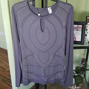 Beautiful grey BKE top with silver rhinestones